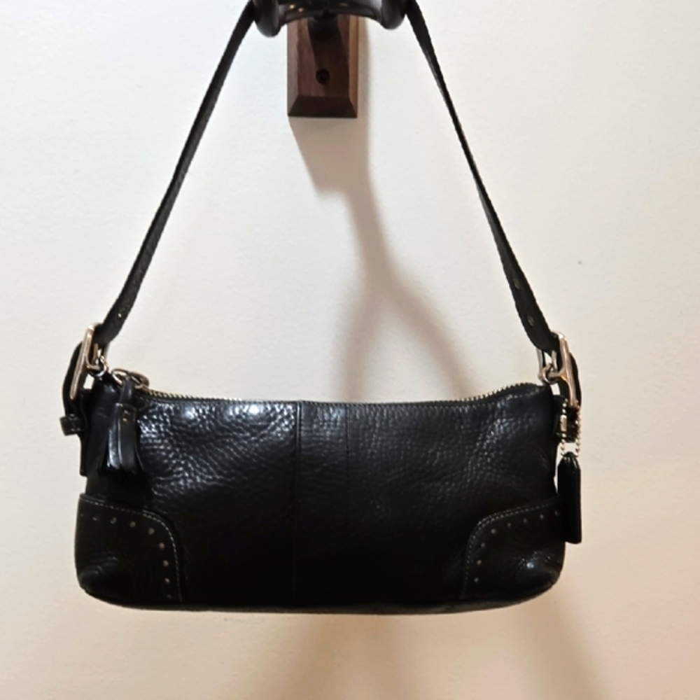 Coach - VINTAGE Black Leather Baguette - Picture 4 of 13